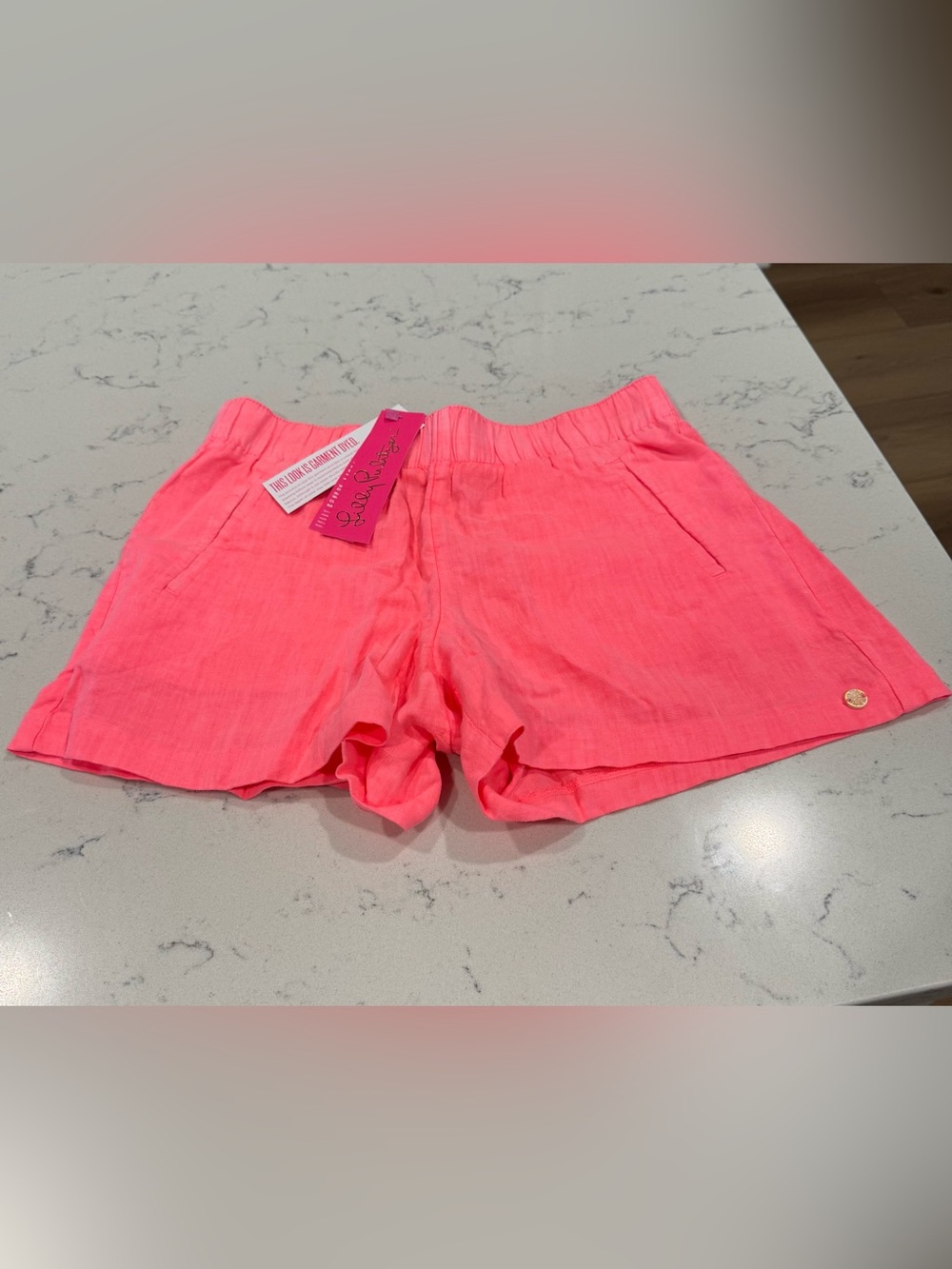 NWT Lilly Pulitzer Lilo 100% Linen Shorts in Sunrise Coral - Size Small